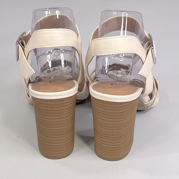 TORRID Caged Front Stacked Heel Sandals Bone/Snakeskin-8W - Picture 6 of 8